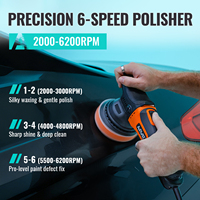 Polisseuse de voiture sans fil 6 vitesses, mini, flexible, double action, avec tampon de polissage pour phares, plateau de support 125 mm, pour detailing, 12V 2.5Ah