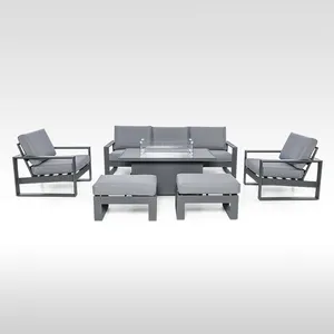 YASN-Mesa moderna de aluminio para Patio, conjunto de 7 asientos de aluminio para terraza