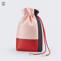 Pochette à cordon personnalisable avec logo, durable, portable, bicolore, en polyester lisse, pour cosmétiques, essentiels quotidiens et organisateur de voyage