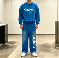 Pantalones de chándal acampanados de algodón 100% con lavado ácido y estampado puff, estilo streetwear personalizado, de pierna ancha para hombre