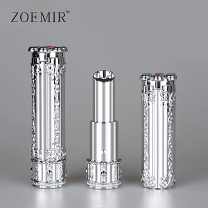 Contenitore per Rossetto <span class=keywords><strong>Vintage</strong></span> con Coperchio a Scatto e Specchio Nascosto, Placcato Argento, Personalizzabile con Logo, Packaging Cosmetico - Product Image 1