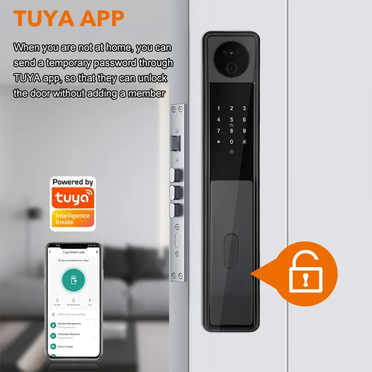 Tuya automatisches biometrisches Hausschloss Ic-Karte WLAN App Kombination 3d Gesicht Fingerabdruck intelligentes Türschloss mit Kamera