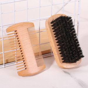 Ensemble de brosses à barbe en bois de bambou avec poils de sanglier 100% naturels, brosse à raser pour hommes, soin professionnel de la barbe et des soins de la peau - Product Image 4