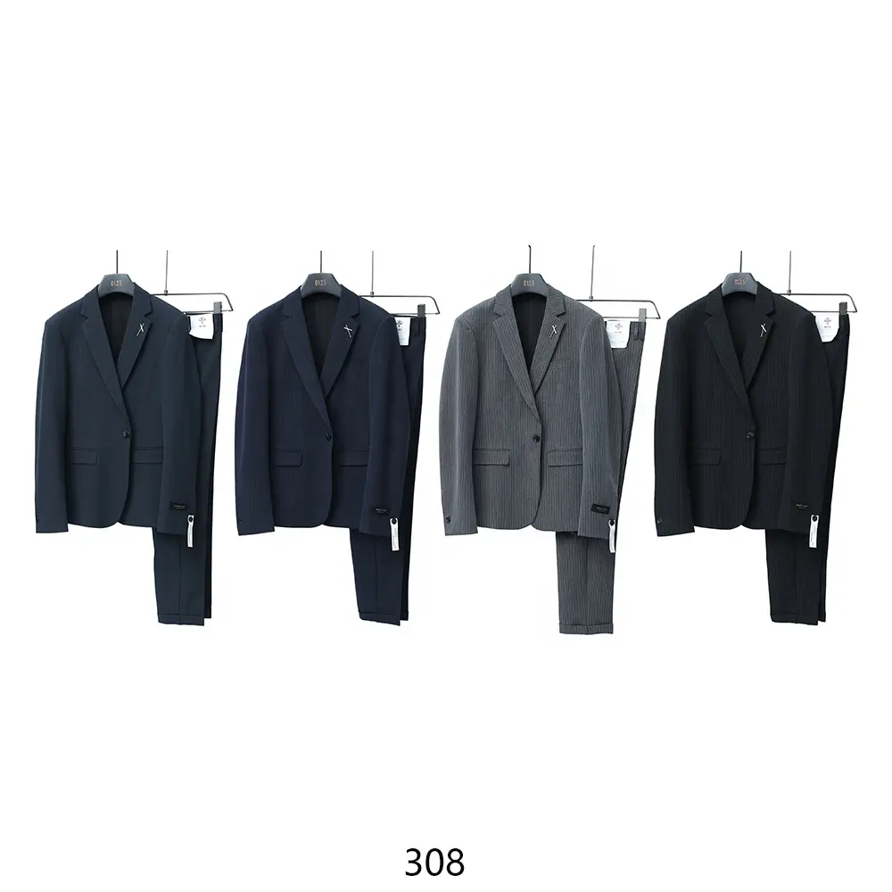 Best quality extra slim fit pinstripe classic office business skinny trousers pant coat design men suits