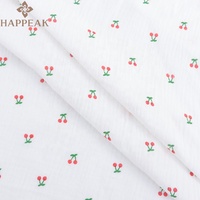 HAPPEAK vente en gros Double gaze tissus de mousseline personnalisé cerise imprimé coton gaze tissu pour bébé vêtements