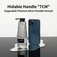 Parasol manuel à poignée rétractable pour femmes et hommes, design compact à cinq plis avec protection solaire et défense UV, double parapluie de pluie
