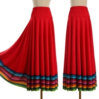 Jupe de danse contemporaine pour femme avec taille élastique, idéale pour le flamenco, la danse de salon et les spectacles sur scène – Tenue de danse