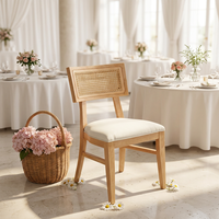 Nouvelle chaise empilable en bois de bouleau et rotin Bjflamingo, chaise de banquet de mariage en bois avec coussin de siège amovible