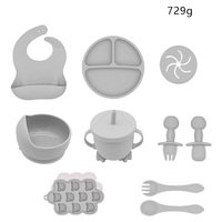 Lot de 10 ustensiles de table en silicone pour bébé, motif panda rose, prêts pour la vente en gros