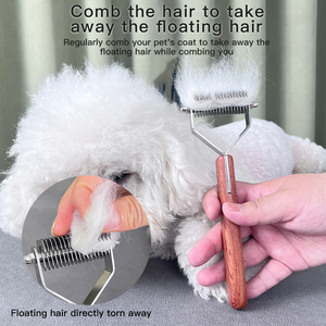 Brosse à cheveux démêlante en bois pour animaux de compagnie avec logo personnalisé en gros d'usine peigne de toilettage pour chiens et chats - Product Image 5