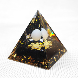 <b>Crystal</b> Epoxy Pyramid Resin Ornament White <b>Ball</b> Obsidian Internal Engraving Home Decoration Desktop Decor - Product Image 4