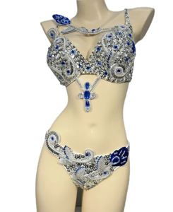 Samba Carnival Bra and Panty Hand Beads Passista Pageant Cabaret Broadway Theatre Mrdi Gras,Vegas Showgirl - Product Image 1