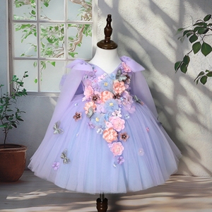 Raffinato <span class=keywords><strong>Vestito</strong></span> Estivo per Bambine con Applicazioni Fatte a Mano, Abito Principessa in Tulle Senza Maniche, Produzione Diretta - Product Image 5