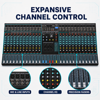Mezclador de Audio EMX24-USB de 24 Canales, 99 Efectos DSP, Ecualizador de 7 Bandas, USB, Bluetooth, Alimentación Phantom de 48V para Estudio, Escenario y Transmisión en Vivo