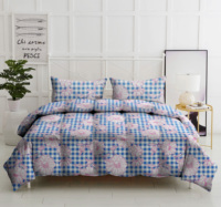 Nouvelle Couette Imprimée en Damassé Géométrique Bleu Taille Queen Lavable avec Garnissage en Polyester pour Hôtel et Usage Domestique