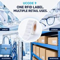 Étiquette RFID UHF en papier enduit imperméable UCODE 9 ISO 18000-6C pour la prévention des pertes et la lutte contre le vol en magasin