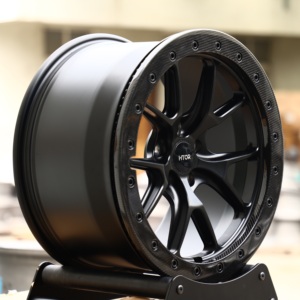 Jantes forgées HTOR, finition noire mate avec bord en fibre de carbone, 16-24 pouces, 5 trous, jantes de voiture pour SUV A4 Macan Cayenne <span class=keywords><strong>911</strong></span> GLE GLC - Product Image 3
