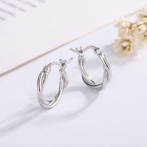 Boucles d'oreilles créoles torsadées en argent sterling 925 pour femme, avec cristaux, bijoux de luxe tendance 2020, cadeau de mariage, fête - Product Image 4