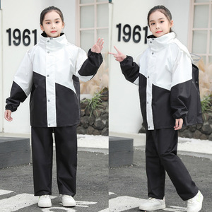 Impermeable de Cuerpo Entero a la Moda para Estudiantes, Niñas, Conjunto de Chaqueta y Pantalones Impermeables de Poliéster con Combinación de Colores para Viajes - Product Image 3