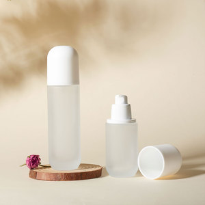 Wholesale 30ml 40ml 60ml 100ml 120ml 1oz 2oz 4oz Round <strong>Empty</strong> Frosted Clear Glass <strong>Spray</strong> Lotion Pump <strong>Bottles</strong> With Round White Cap - Product Image 2