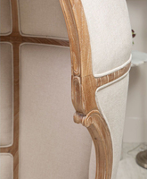 Chaise de Porter de Style Français Rustique Chaise de Ballon en Lin de Bois de Chêne Massif Vintage Chaise de Dôme de Versailles pour Salon d'Hôtel