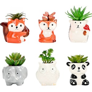 Vasi <span class=keywords><strong>in</strong></span> Ceramica per Piante Grasse a Forma di Animali Cartoon Carini con Foro di Drenaggio - Design Ecologico per <span class=keywords><strong>Giardino</strong></span> da Scrivania - Product Image 4