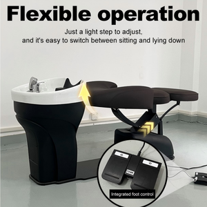 Miglior Lavabo e Sedia per Salone, Base in Metallo, <span class=keywords><strong>Lavandino</strong></span> e Sedia per Shampoo, Lettino Massaggiante Ecologico in Acrilico per Lavaggio Capelli, Salone di Bellezza - Product Image 2