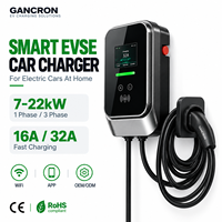 Borne de recharge murale intelligente EVSE pour voitures électriques 7-22 kW 22 kW 16A 32A Triphasé Monophasé Kit de charge rapide OEM pour voitures électriques à domicile Station EV