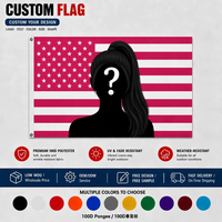 Drapeau américain rose personnalisé en gros, 3x5 pieds (150*90 cm), 100% polyester, avec étoiles, pour décoration de bar, salle de concert, logo, image