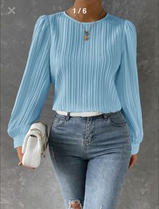 Blusa Elegante de Gasa Blanca Tejida Estilo Bohemio para Mujer, Manga Larga, Nueva Colección 2024, Ideal para Oficina - Product Image 6