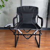Chaise de Réalisateur Pliante Moderne en Alliage d'Aluminium de Haute Qualité, Légère et Robuste, Noire, avec Table Latérale pour le Camping
