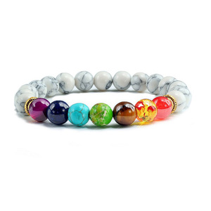 Colorful <b>Beaded</b> <b>Bracelet</b> Natural Stone Beads Yoga Valconic Healing Energy Lava Stone 7 Chakra Diffuser <b>Bracelet</b> - Product Image 2