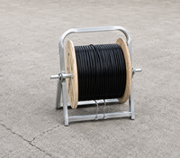Support de dérouleur de câble à fibre optique pliable en acier galvanisé robuste réglable pour réseau télécom FTTH