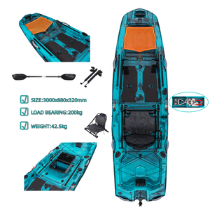 2025 CE Certified 1 Person 2 Sections Single 3m Sit-On-Top Fishing Kayak 10ft Modular Pedal HDPE Plastic Kayak for <strong>Surfing</strong> - Product Image 1