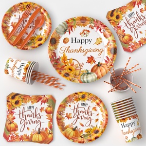 Kit de Vaisselle Jetable pour Fête de Thanksgiving, Décorations de Fête d'Automne, Vente Chaude - Product Image 5