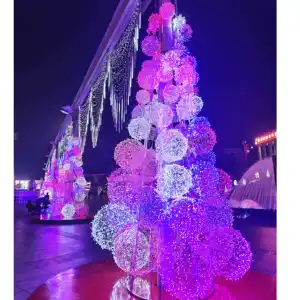 Led Outdoor 3d Bal Motief Lichten Bol Voor Opknoping Decoratie Kerstboom Ornamenten Ballen