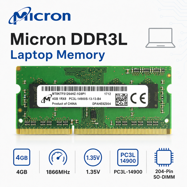 For DDR3L 4GB 1866MHz Laptop RAM PC3L-14900S 204PIN SODIMM Memory Module 1.35V Low Voltage in Stock Computer Upgrade