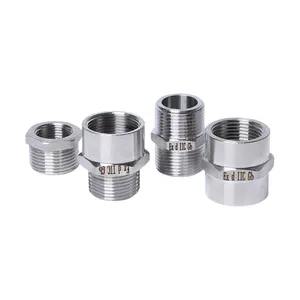 Thép không gỉ bằng nam chủ đề ống phù hợp áp lực cao Hex núm vú BSP NPT bằng Hex núm vú