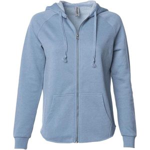 Sweat-shirt à capuche zippé pour femme, style California Wave Wash, avec poches, teint uni, PRM2500Z, 2XL, Bleu Brumeux - Independent Trading Co. - Product Image 1