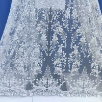 Tissu brodé lourd avec perles et paillettes pour robes de mariée, robes de soirée, rideaux faits main, tissu en dentelle