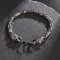Bracelet de poignet inspiré du style vintage avec tête de dragon pour hommes, bijoux vikings, bracelet gravé, bracelet torsadé