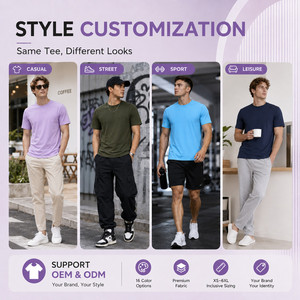 T-shirt personnalisé avec logo, 210 GSM, mélange de coton Lyocell, tailles XS-6XL, grandes tailles, 16 couleurs, OEM ODM, ultra doux, respirant, tee-shirt uni - Product Image 4