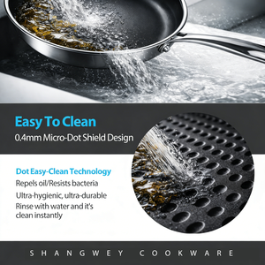 Poêle à frire antiadhésive en acier inoxydable 316 entièrement plaqué, triple épaisseur, pour usage commercial, compatible induction et gaz, ustensile de cuisine - Product Image 2