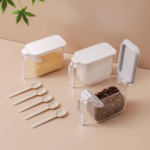 Transparent Plastic Seasoning Box Piece Set <b>Spice</b> <b>Jars</b> With Spoon Kitchen Supplies - Product Image 2