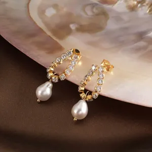 Boucles d'oreilles de luxe en forme de <span class=keywords><strong>poire</strong></span>, perles baroques, bijoux pour femmes, hypoallergéniques, zircon, argent 925 - Product Image 1