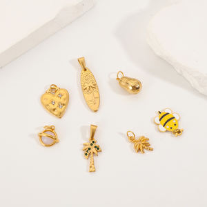 Accesorios de joyería DIY colgante de palmera de acero inoxidable Chapado en PVD 18K dijes impermeables viaje Torre Eiffel Big Ben encanto - Product Image 5