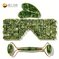 Jiwan Lejia – Rouleau facial en jade Xiuyan naturel, planche Gua Sha, masque pour les yeux, pierre de massage liftante pour le visage, outils de soin spa – Vente en gros
