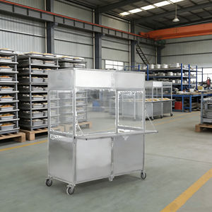 Chariot pliable en acier inoxydable à 4 roues pour la vente mobile de hot-dogs, glaces, café, bonbons et autres en-cas - Product Image 1