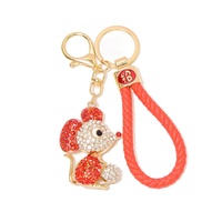 Porte-clés en alliage de zinc avec strass, style chinois Junge, 12 signes du zodiaque, petit pendentif Cheval, cordon en cuir porte-bonheur, cadeau d'affaires