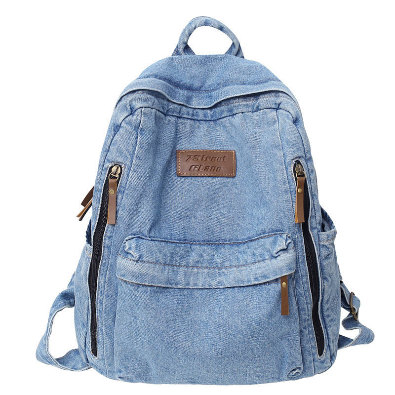 Denim Fashion Backpacks for School Trend Student Jeans Bag